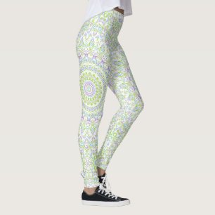 Leggings Mandalas Frescas de Primavera en Verde, Azul y Lav