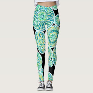 Leggings Mandalas invertidas del tono del mar
