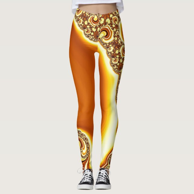 Leggings Mandelbrot Fractal Naranja (Anverso)