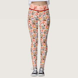 Leggings Maneki Neko japonés rosado gato y sushi