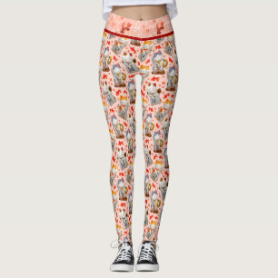 Leggings Maneki Neko japonés rosado gato y sushi