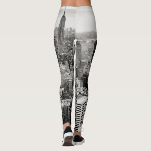 Leggings Manhattan, Nueva York (panorama negro y blanco)