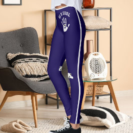 Leggings Mano de gato personalizada para mascota Rayas blan