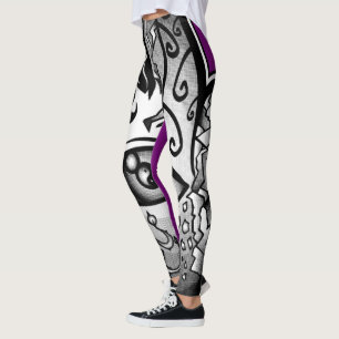 Leggings Mano de las polainas de la "lluvia púrpura" de la