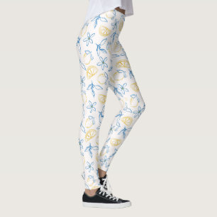Leggings Mano de patrón de limón dibujada - Piernas