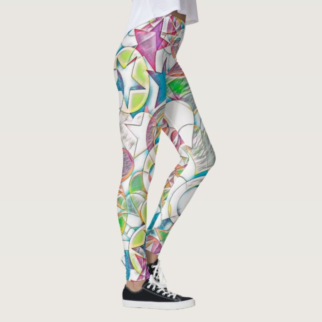 Leggings Mano Dibujada Por EDDArt - Estrellas Y Corazones 1 (Derecha)