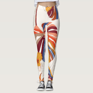 Leggings Mano floral tropical brillante dibujada