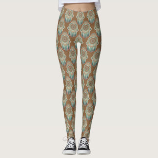 Leggings Manos de cobre y de jade Green Hamsa