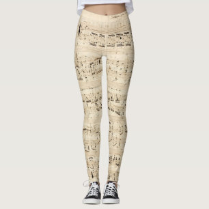 Leggings Manuscrito de Chopin de música de hojas antiguas