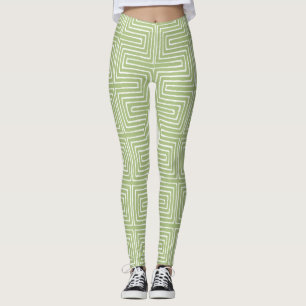 Leggings Manzana verde y blanca trapo de barro africano
