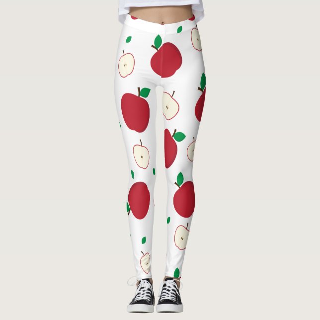 Leggings Manzanas rojas y manzanas a la mitad (Anverso)