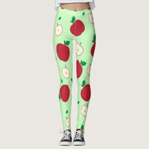 Leggings Manzanas rojas y piernas de manzanas a la mitad
