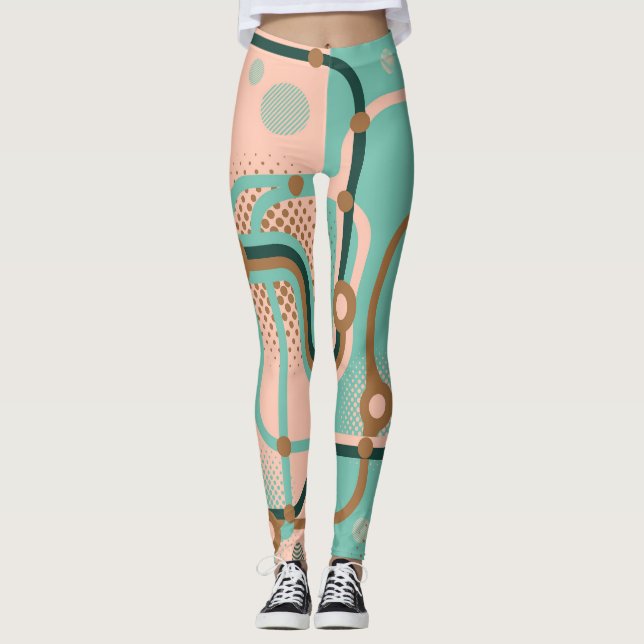 Leggings Mapa abstracto del metro, patrones duales. (Anverso)