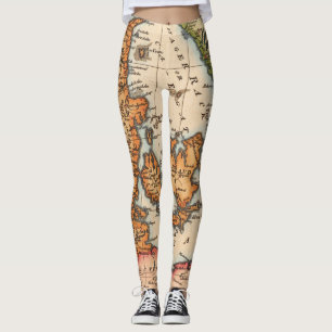 Leggings Mapa antiguo antiguo inspirado (10)