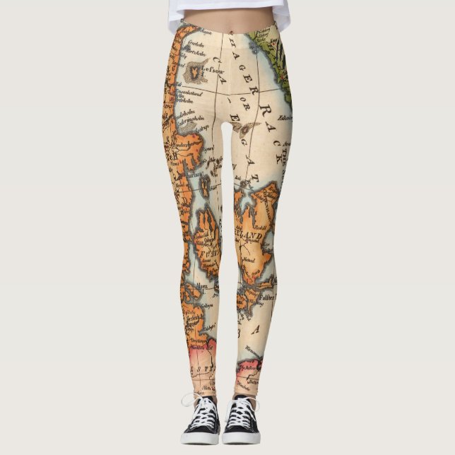 Leggings Mapa antiguo antiguo inspirado (10) (Anverso)