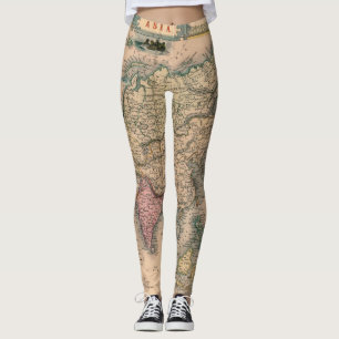 Leggings Mapa antiguo antiguo inspirado (11)