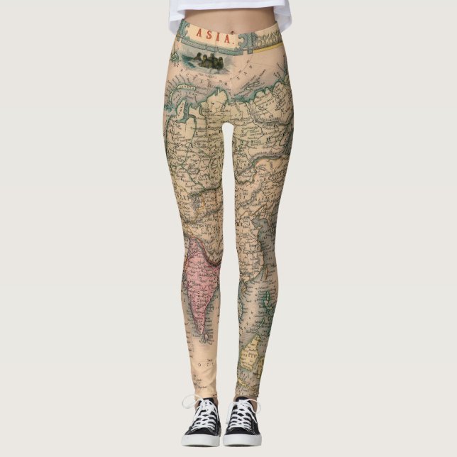 Leggings Mapa antiguo antiguo inspirado (11) (Anverso)