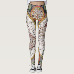 Leggings Mapa antiguo antiguo inspirado (12)