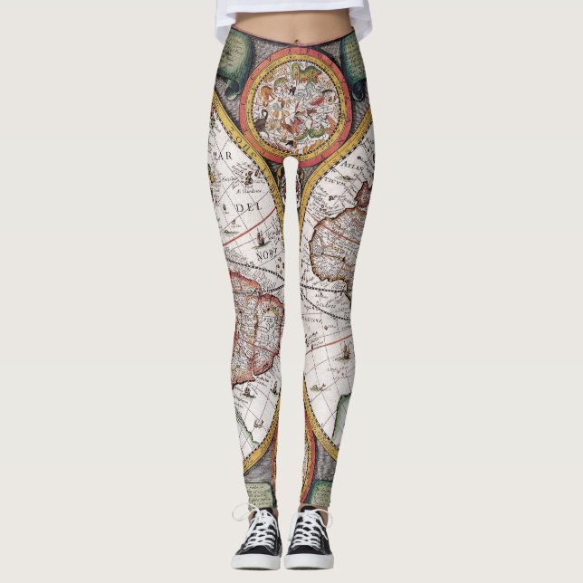 Leggings Mapa antiguo antiguo inspirado (12) (Anverso)