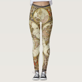 Leggings Mapa Antiguo del Mundo Antiguo de Frederick de Wit