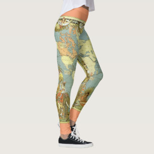 Leggings Mapa Antiguo del Mundo del Imperio Británico, 1886