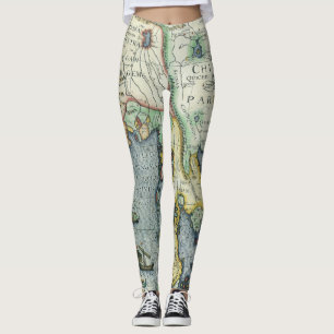 Leggings Mapa Antiguo del Sudeste Asiático por Mercator / H
