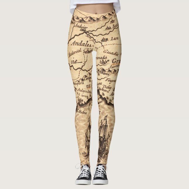 Leggings Mapa antiguo inspirado (3) (Anverso)