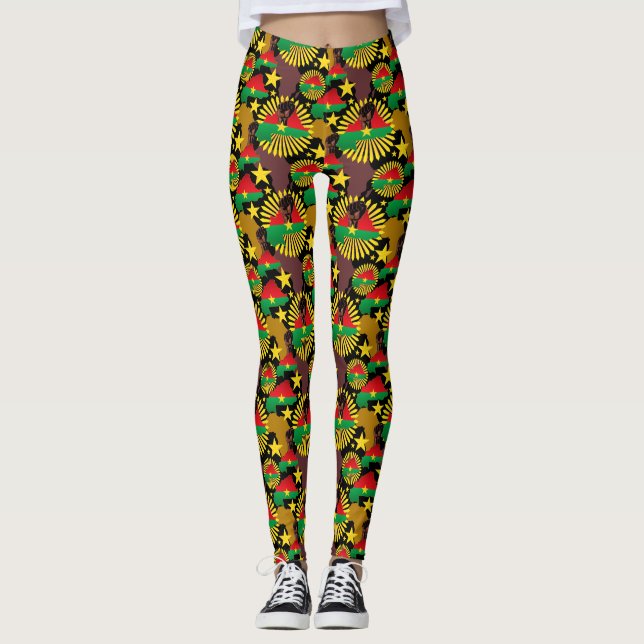 Leggings Mapa de Burkina, bandera y puño de la revolución (Anverso)