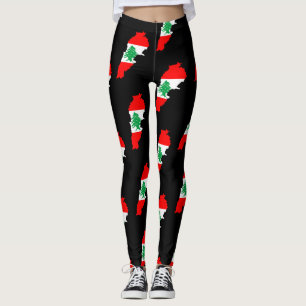 Leggings Mapa de Líbano con Bandera