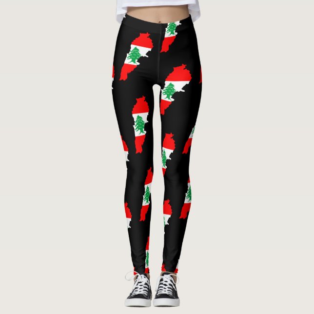 Leggings Mapa de Líbano con Bandera (Anverso)