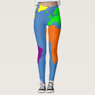 Leggings Mapa de los continentes en colores brillantes