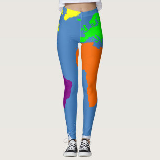 Leggings Mapa de los continentes en colores brillantes