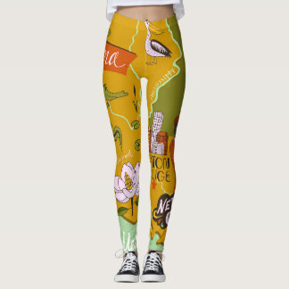 Leggings Mapa de Luisiana ilustrado: aspectos más destacado