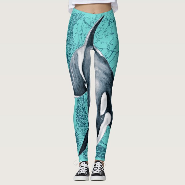 Leggings Mapa de Orca Verde azulado (Anverso)