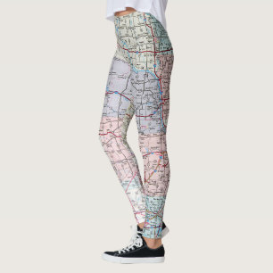 Leggings Mapa del Medio Oeste de Estados Unidos