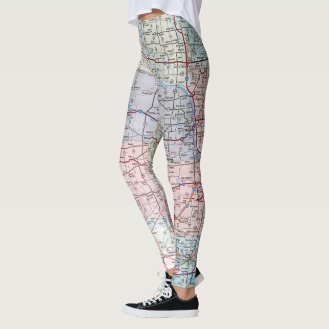 Leggings Mapa del Medio Oeste de Estados Unidos (Izquierda)