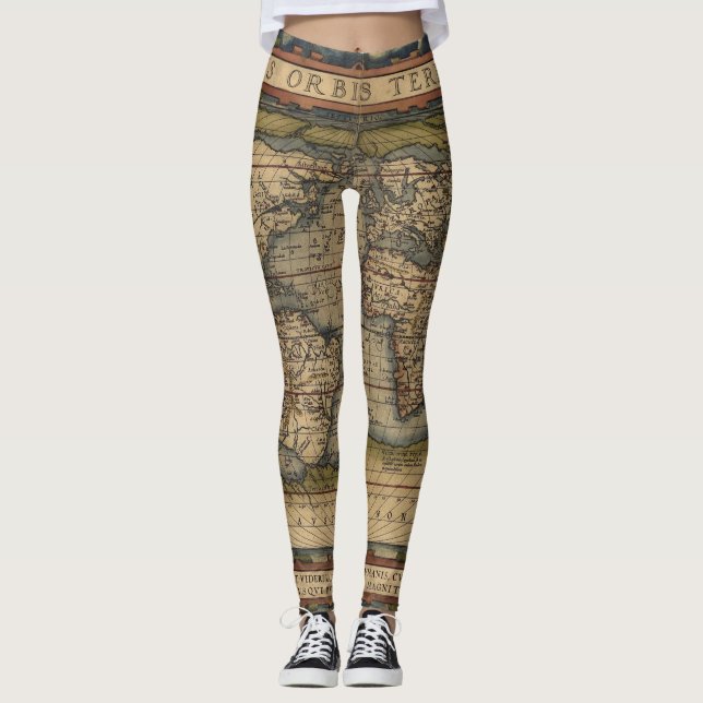 Leggings Mapa del mundo 1570 de Ortelius (Anverso)