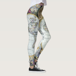 Leggings Mapa del Mundo Antiguo, Atlas Maritimus de John Se