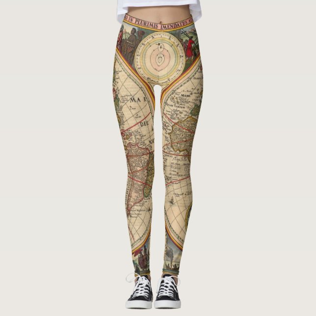 Leggings Mapa del mundo antiguo de Nicolaas Visscher (Anverso)