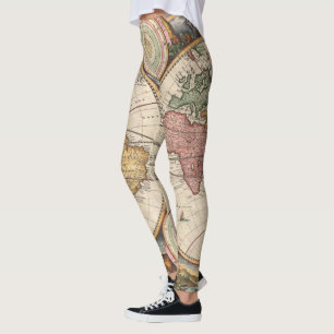 Leggings Mapa del mundo antiguo en dos hemisferios