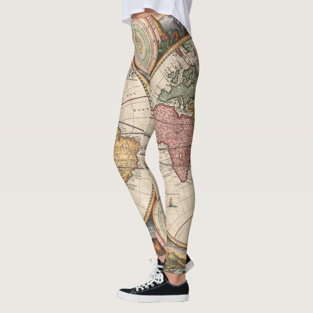 Leggings Mapa del mundo antiguo en dos hemisferios (Izquierda)