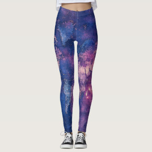 Leggings Mapa del mundo de la vieja morada celestial (10)