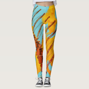 LEGGINGS MAPA DEL OPERADOR DE LA GRÁFICA DE VINTAGE DE EURO
