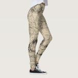 Leggings Mapa del vintage del Viejo Mundo<br><div class="desc">Si usted ama mapas del vintage usted amará estas polainas que mapa de la característica y de Viejo Mundo en beige y negro. ¡Llévelos en estilo!!</div>