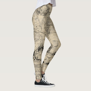 Leggings Mapa del vintage del Viejo Mundo