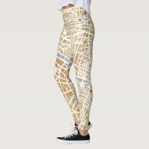 Leggings Mapa dorado de la ciudad de París
