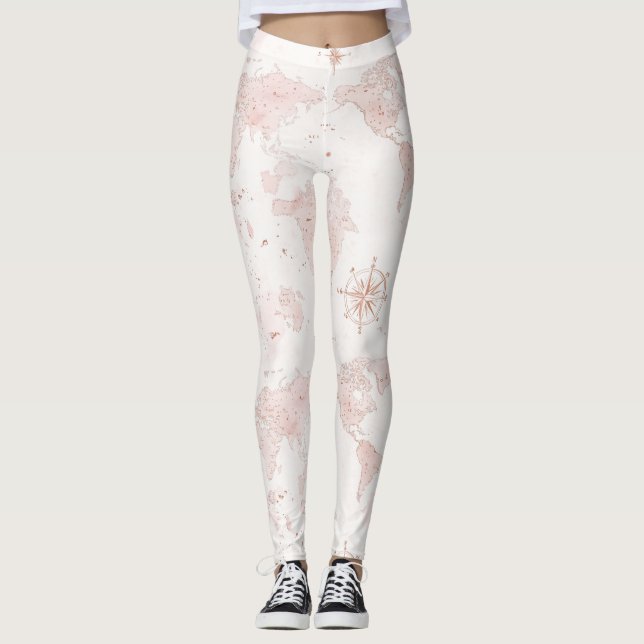 Leggings Mapa Mundial Rosa (Anverso)