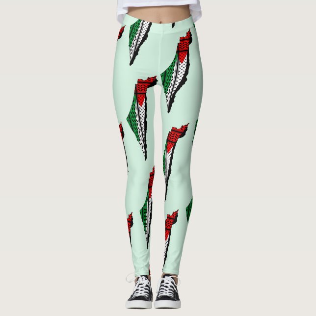 Leggings Mapa palestino con bandera y patrón de Keffiyeg (Anverso)