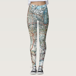 Leggings Mapa único de la carretera del vintage de los