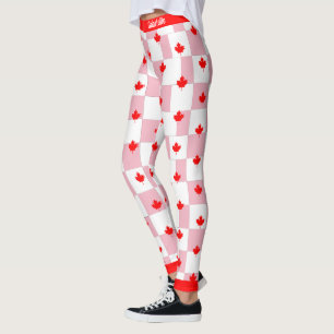 Leggings Maple canadiense en pastel rosado a cuadros